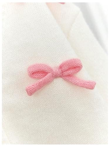 SHENHE Girl's Bow Button Down Knitted Cardigan V Neck Loose Cute Crop Sweater Outwear thumbnail 3