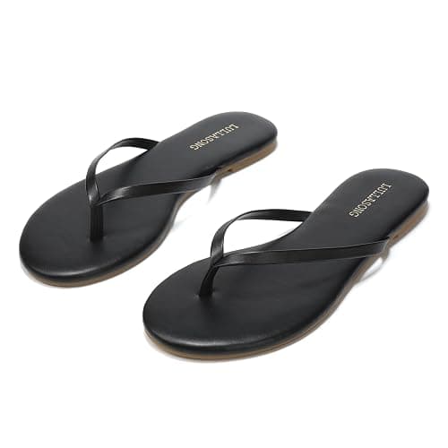 LULLASONG Flip Flops For Women Comfortable Round Toe Beach Sandals Thong Strap Slides Slip On Dressy Flats Sandals For Women thumbnail 4