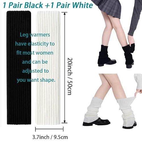 MPINOI 2PCS Leg Warmers for Women Winter - Leg Warmers y2k 80s Neon Ribbed leg socks outfit for Eighty's Party Sports Yog thumbnail 2
