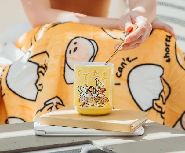 Silver Buffalo Sanrio Gudetama Sailing On Ramen Asian-Style Ceramic Tea Cup | Traditional Japanese-Inspired Mug Without Handle | Holds 9 Ounces thumbnail 3