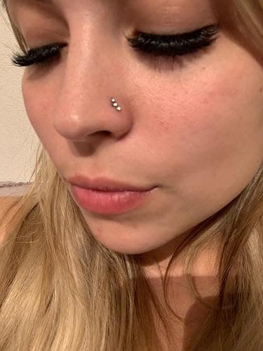 MODRSA 20g Nose Rings Hoops Nose Studs for Women Surgical Steel Hypoallergenic 20 Gauge Nostril Piercing Jewelry L Shape Crokscrew Silver Rose Gold Black Hoop Nostril Rings for Men thumbnail 4