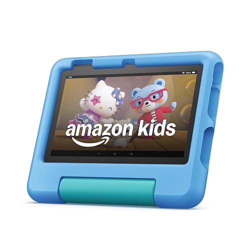 Amazon Fire 7 Kids tablet (newest model) ages 3-7. Top-selling 7" kids tablet on Amazon. Includes ad-free and exclusive content, easy parental controls, 10-hr battery, 32 GB, Blue - Image 1
