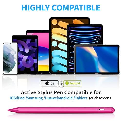 DRYMOKINI Stylus Pen, Active Stylus Pen Touch Screens Compatible for Android and iOS Tablet/Phones, Rechargeable Universal Stylus Pencil Compatible for A-pple/i-Pad/Phone Tablet, BabyPink thumbnail 7