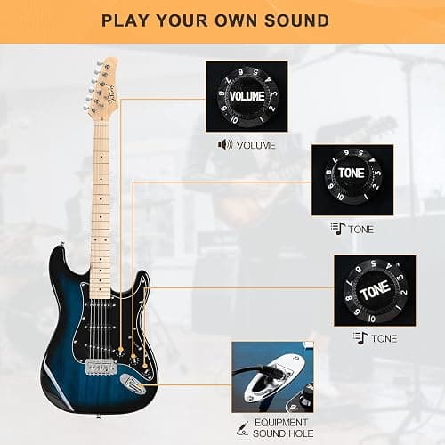 GLARRY Full Size Electric Guitar for Beginner with Amp and Accessories Pack Guitar Bag (Dark blue) thumbnail 4
