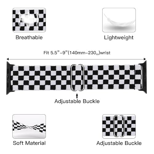 MITERV Stretchy Nylon Loop Bands Compatible with Apple Watch 38mm 40mm 41mm 42mm 44mm 49mm Adjustable Soft Elastics Strap Compatible with Apple Watch SE Ultra iWatch Series 8/7/6/5/4/3/2/1 (Black and thumbnail 2