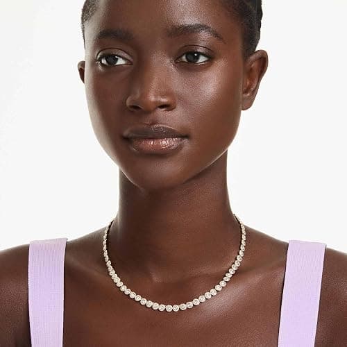Swarovski Una Angelic necklace, Round cut, Small, White, Gold-tone plated thumbnail 6