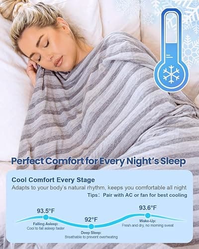 Ailemei Direct Cooling Throw Blanket for Hot Sleepers,Double Sided Cold Effect, Lightweight Breathable Summer Bed Blanket for Couch, Transfer Heat to Keep Body Cool Night Sweats,50"x70" thumbnail 2