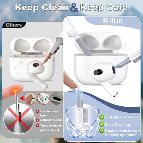 R-fun Compatible with AirPods 3 Case Cover, Silicone Protective Accessories Skin with Keychain Compatible with Apple AirPod 3rd Generation 2021 for Women Men Girls Boys,Front LED Visible,Sky Blue thumbnail 5