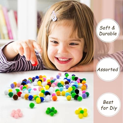 Acerich 2000 Pcs 1cm Assorted Pompoms Multicolor Arts and Crafts Fuzzy Pom Poms Balls for DIY Creative Crafts Decorations thumbnail 4