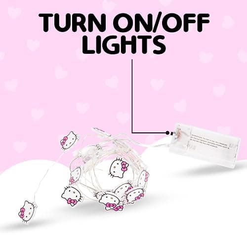 Silver Buffalo Hello Kitty Face with Pink Bow 20ct Decorative String Lights, 7 Feet Long, Battery Powered (Batteries Included), Pink LED, Indoor Use Only thumbnail 4