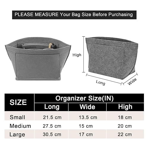 LOUKAYCCI Felt Organizer Compatible with longchamp le pliage L Handbag Insert (Large,Gary) thumbnail 2