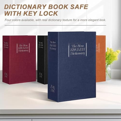 CMFTGDS Diversion Book Safe with Key Lock – Hidden Storage Box, Dictionary Secret Safe Can for Cash, Jewelry & Valuables, 10.4"x7.8"x2.5", Blue thumbnail 3