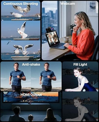 8K Digital Cameras for Photography, 2026 Autofocus 88MP WiFi Professional Photography Camera with Dual-Lens for YouTube, 16X Digital Zoom, TF Card, Lens Hood, Touch Screen,2 Batteries & Charging Stand thumbnail 7