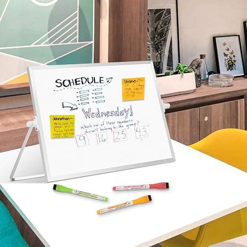 AMUSIGHT Dry Erase Magnetic White Board, 16" x 12" Double-Sided Desktop Whiteboard with Stand, Portable Small Whiteboard Set for Drawing, Office, Home thumbnail 7