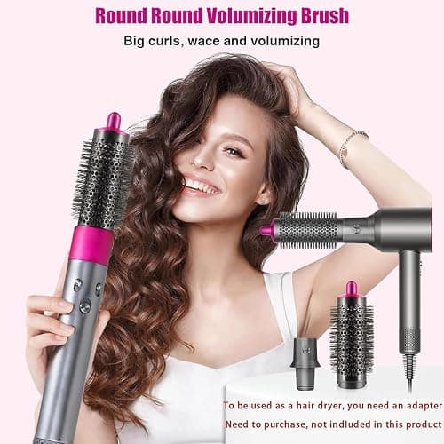 Hair Curling Iron Barrels & Round Brush Attachment for Dyson Supersonic Hair Dryer, 5 in 1 Hair Tools Replacement Parts Automatic Curling Suit, Accessories for Multiple Hair Styles thumbnail 5