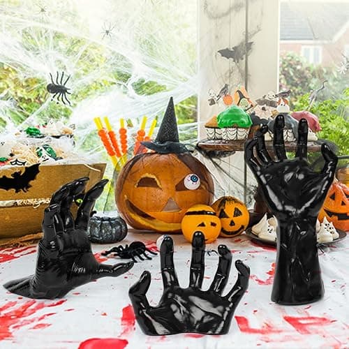 DAZONGE Halloween Decorations, Pack of 3 Wall Mounted Creepy Reaching Hands with Lighted Candles, Life-Sized Horror Hands for Gothic Wall Decorations, Scary Halloween Decorations Indoor - Style 2 thumbnail 7