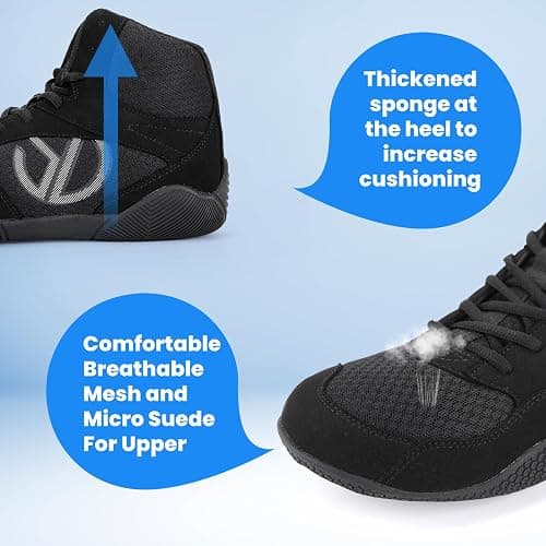 Men's Wrestling Shoes with Lightweight,Sdtdid Boxing Shoes Made of Micro Suede for Gym,Powerlifting,Bodybuilding,Training Etc. thumbnail 5