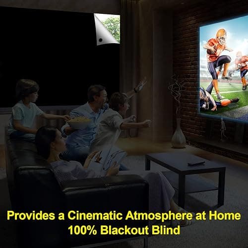 FADOTY Blackout Curtains for Bedroom, Portable 100% Black Out Window Cover Film, Cuttable Blackout Shades Fabric Sheet, No Drill Window Blinds, Sun Heat Light Blocker for Travel Media Dorm, 57'' W thumbnail 7