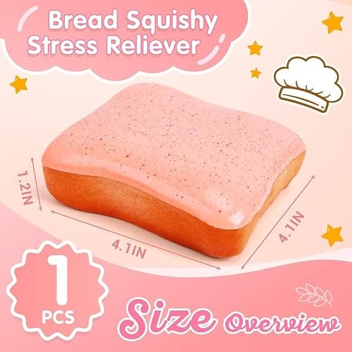 Slow Rising Squishy Butter Bread, Realistic Bread with Butter Scent, Soft Sticky Squishy (Pink) thumbnail 2