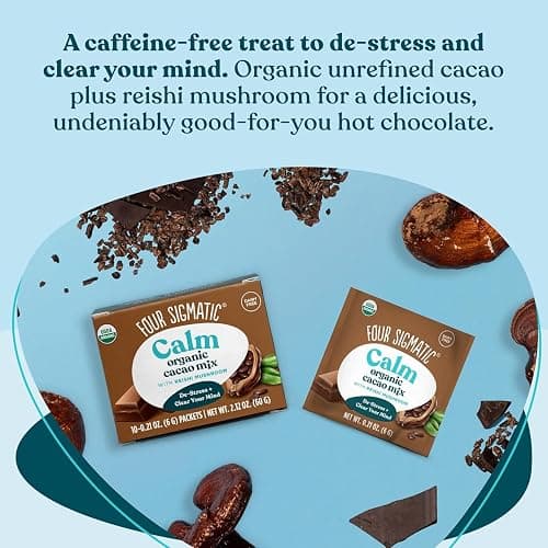 Four Sigmatic Calm Mushroom Cacao Mix | Organic Instant Cacao with Organic Reishi Mushroom Powder | Supports Calm & Relaxation | Drink it or Bake with it | Vegan, Gluten-Free, Dairy-Free | 10 Count thumbnail 5