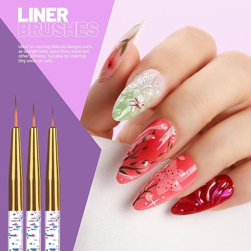 Teenitor Nail Art Tools Set, 23 Pcs Nail Art Brushes, 5 Pcs Nail Dotting Tool, 2 Set of Nail Stand, 100 Pcs Double-Sided Adhesive Tabs, Nail Art Palette, Brushes Holder for DIY Nail Art thumbnail 3