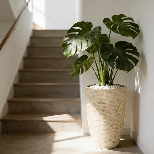 Worth 9 Gallon Tall Round Planters Set of 2-14" Dia x 21" H Stone Finish Flower Pots Indoor Decorative Container Garden Patio Unbreakable Beige thumbnail 4