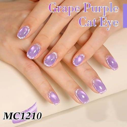 Double Rhythm 0.5 OZ Cat Eye Gel Polish with Magnet 15ML Holographic Glitter Shimmer Translucent Jelly Color Magnetic Nail Polish Salon DIY at Home (Lavender-MC1210) thumbnail 3