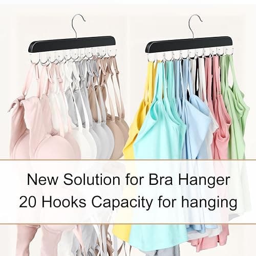 2 Pack Bra Hanger, Capacity Foldable Tank Top Hanger with 20 Hooks, Bra Hangers for Closet Organizer, Premium Wooden Space Saving Hangers Closet Organizers and Storage for Dorm & Apartment thumbnail 3