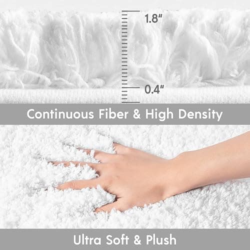 Phantoscope Bathroom Rugs - Set of 2 Non-Slip Bath Mat Ultra Soft Microfiber Plush Bath Rugs Water Absorbing Shower Carpet Rugs, True White, 17 x 24 & 17 x 47 Inches thumbnail 4