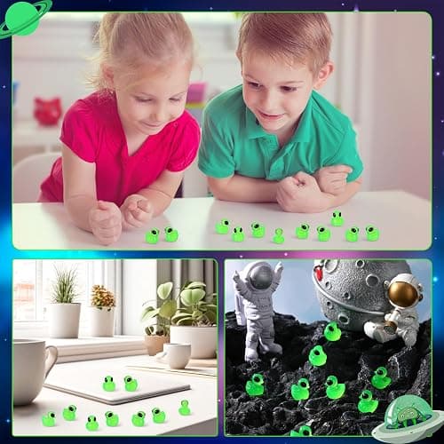 GGSTDDUP 50 Pcs Mini Alien Duck Glow in The Dark Mini Alien Figures Green Resin Ducks Tiny Aliens Ducks Miniature Figurines for Party Favors Garden Patio Yard Landscape Lawn Dashboard Collectible thumbnail 7