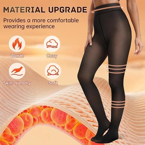 HONGTEYA Fleece Lined Tights Women Winter Thermal Leggings Pantyhose Fake Translucent Thick Warm Sheer Tights thumbnail 4