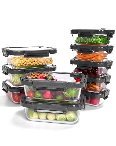BOROHOUSE 10-Pack Glass Food Storage Containers with Tempered Lids – Borosilicate, Airtight, Oven-Safe (-4°F~950°F), BPA-Free, 4.4 & 1.6 Cup, Leak-Proof, Dishwasher Safe (Gray) - Image 1