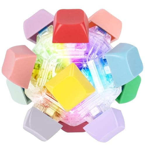 FunisFun Keyboard Fidget Toy, Clicker Keychain with LED Light for Adults | 12 Polytope Sensory Keyboard Buttons, Stress Relief Toy for Adults, Office Desk Gadget, Focus Helper, Portable Fidget Gift - Image 1