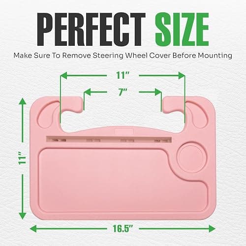 lebogner Steering Wheel Tray, Car Food Trays For Eating, Laptop, Tablet, iPad Or Notebook, Hook On Auto Steering Wheel Desk Table, For Most Vehicles Steering Wheels, Travel Car Accessories, Light Blue - Light Pink thumbnail 8