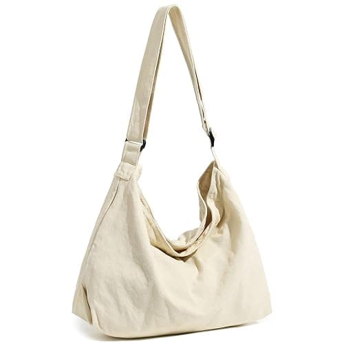 BASICPOWER Canvas Messenger Bag, Hobo Crossbody Shoulder Tote Bags Lightweight for Women and Men - Image 1