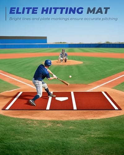 Sturdum Baseball Batting Mat, 10x3.8/12x6FT Softball Hitting Mat, Upgraded Training Mats with Home Plate Batters Box, Softball Baseball Anti-Slip Mats with Stitched Embroidery Turf for Indoor Outdoor thumbnail 2