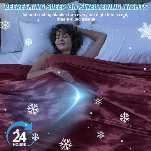 inhand Cooling Blanket Queen Size (90"x90"), Cooling Blankets for Hot Sleepers, Absorbs Heat to Keep Adults Cool for Summer Nights Sweats, Thin Cold Lightweight Blanket for Couch Bed, All Season Use thumbnail 7