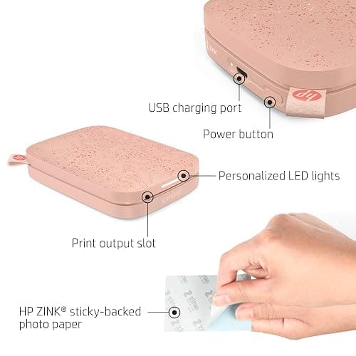 HP Sprocket Portable 2x3 Instant Color Photo Printer (Blush Pink) Zink Paper Bundle thumbnail 2