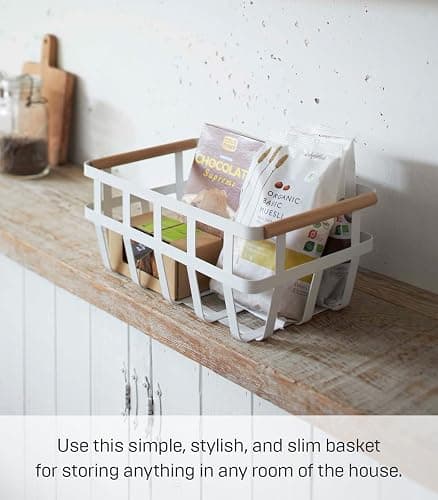 YAMAZAKI home 2507 Storage Basket-Dual Handle Organizer, One Size, White thumbnail 4