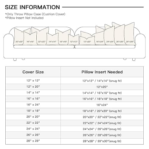 OTOSTAR Linen Throw Pillow Covers Set of 2 Decorative Square Pillowcases Cushion Covers 24x24 Inch for Home Decor Sofa Bedroom Car 60 x 60CM Beige - Beige - 24" x 24" (Pack of 2) thumbnail 8