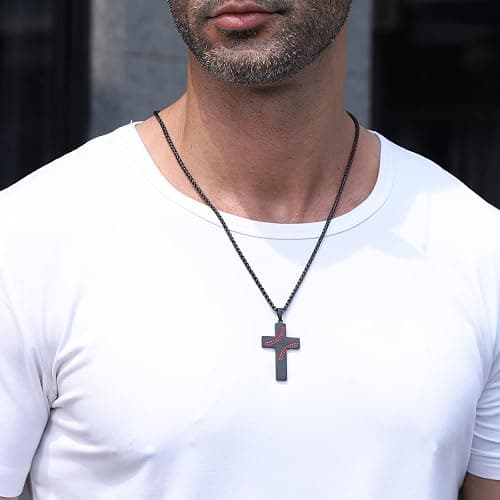 Zocomi Baseball Cross Necklace for Boys Men, Stainless Steel Cross Pendant Chain 24 Inches, Inspirational Bible Verse Religious Gift thumbnail 3