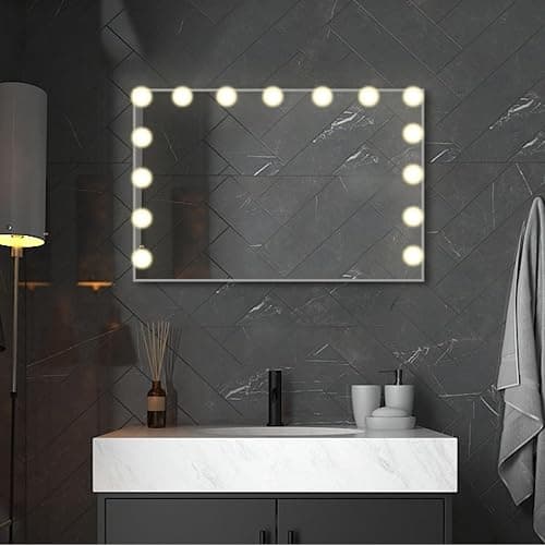 YOURLITE Hollywood Vanity Mirror with Lights, 58×45cm Lighted Makeup Mirror with 15 Dimmable Led Bulbs, 3 Lighting Modes, Touch Screen Control, Tabletop and Wall Mounted for Bedroom thumbnail 8