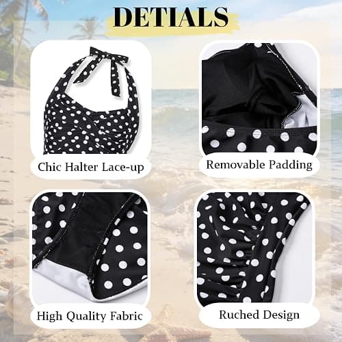 Voxikidio Size 10-17Y Teen Girls Swimsuits Halter Neck Two Piece Cover Up Skirt Bathing Suit Swimwear thumbnail 6