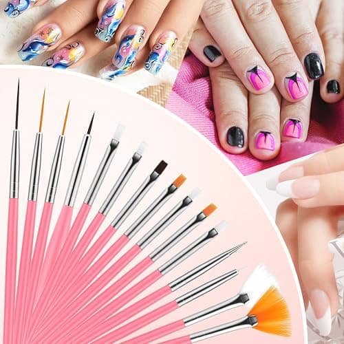 CHEMAILON 25 Piece Nail Art Tools, Nail Brush Set,Palette, Stand & 2-way Acrylic Silicone Engraving Pen Dotting Pen Tools,For Nail Art DIY Home thumbnail 4