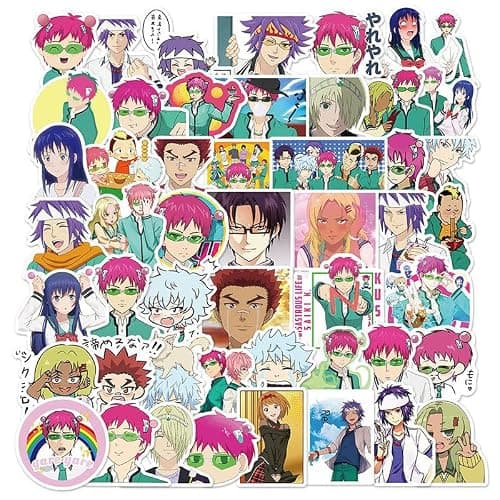 Saikik Stickers, 50 Pcs Saikik Figure Vinyl Waterproof DIY Sticker Decals for Party, Water Bottle Scrapbook Laptop Skateboard Computer for Teens Students thumbnail 3