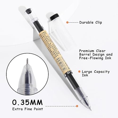 RIANCY Japanese Style Black Gel Ink Pens, 0.35mm Extra Fine Point, No Smudge Quick Drying, Japanese Ink Pen for Journal Planners, Thin Notebook Paper, Office School Supplies, 12 Pack, Writing Drawing thumbnail 6
