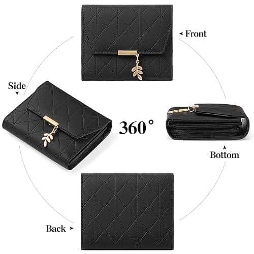 RNIEGA Small Wallet Women Leather RFID Blocking Card Holder Compact Wallet Zipper Coin Pocket with ID Window thumbnail 8