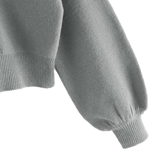 ZAFUL Women's Cropped Sweater V-Neck Long Sleeve Crop Sweater Pullover Jumper Knit Top - 1-gray - Medium thumbnail 4
