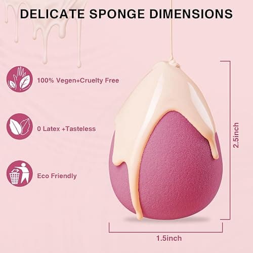 DUAIU 8 Pack Makeup Sponge Set, 4 Color Beauty Blenders Make up Sponges for Liquid, Cream and Powder, Latex Free Foundation Sponge with 1 Sponge Holder Case thumbnail 3