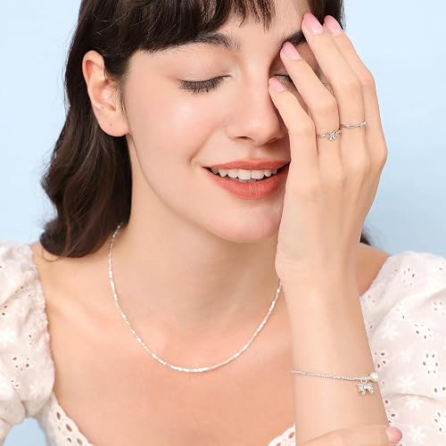 Meissa Dainty Bow Rings Infinity Rings for Women Girls Rose Gold Plated Bow Ring 925 Sterling Silver Handmade Adjustable Friendship Promise Rings thumbnail 6